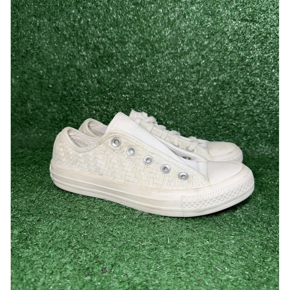Converse Womens 6 All Star Chuck Taylor Beige Knit Woven Sneakers Casual Shoes